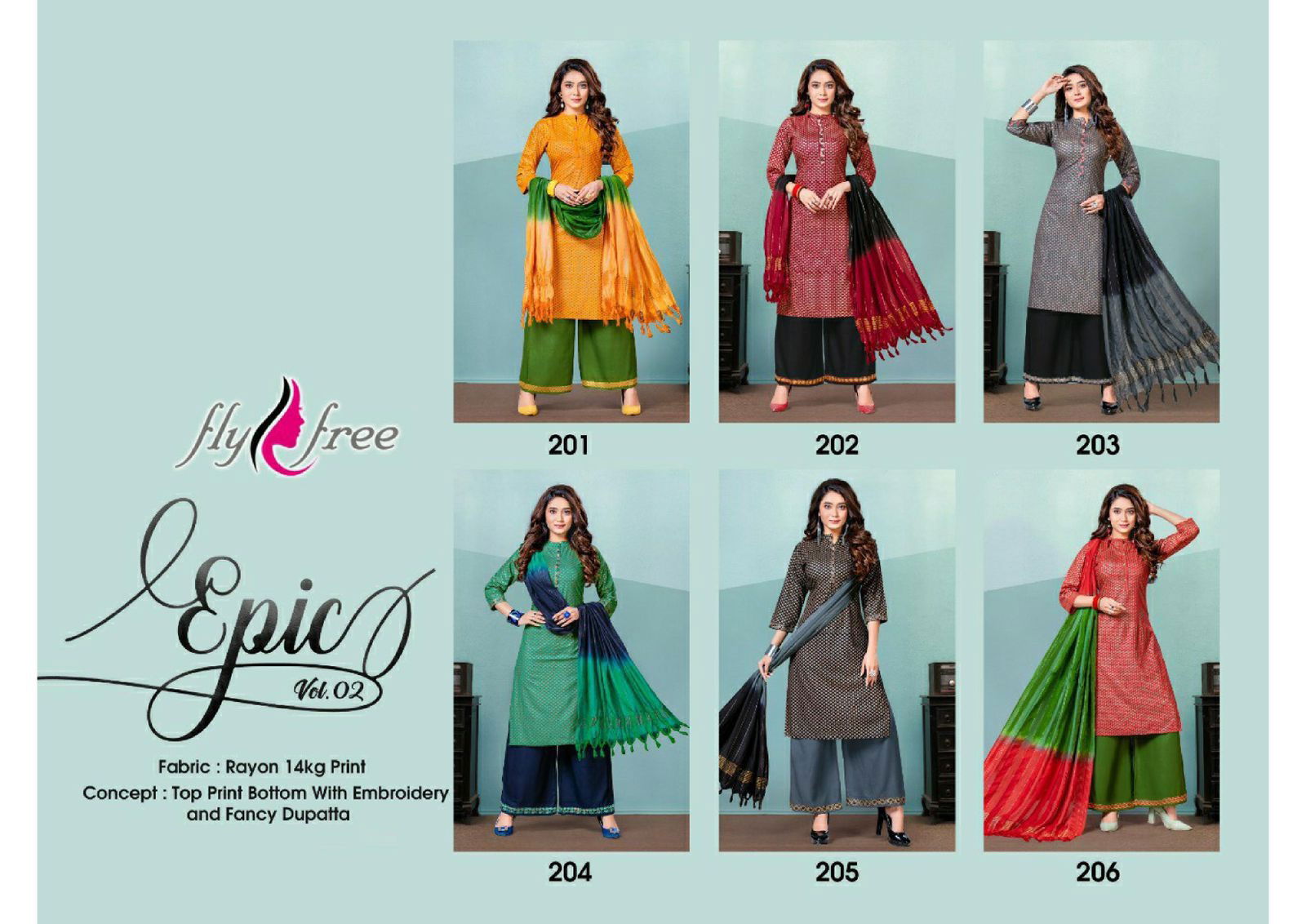 Fly Free Epic 2 Fancy Festive Wear Rayon Printed Ready Made Salwar Suit Collection